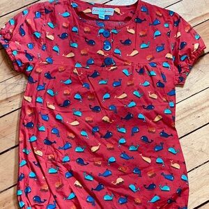 Orange Whale Print Blouse